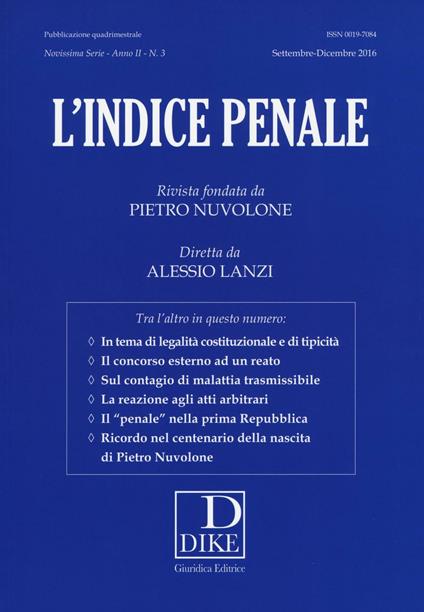 L'indice penale (2016). Vol. 3 - copertina