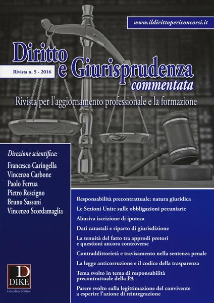 Diritto e giurisprudenza commentata (2016). Vol. 5 - copertina