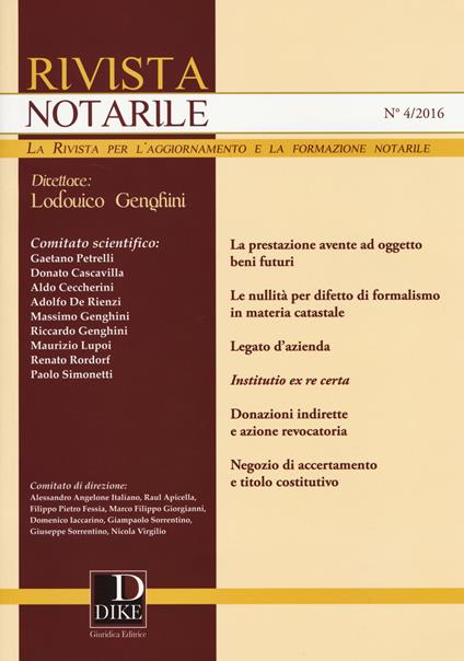 Rivista notarile (2016). Vol. 4 - copertina