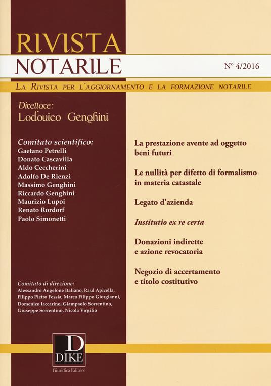 Rivista notarile (2016). Vol. 4 - copertina