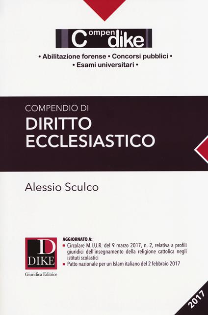 Compendio di diritto ecclesiastico - Alessio Sculco - copertina