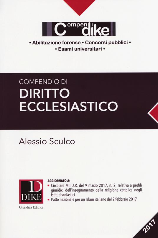 Compendio di diritto ecclesiastico - Alessio Sculco - copertina