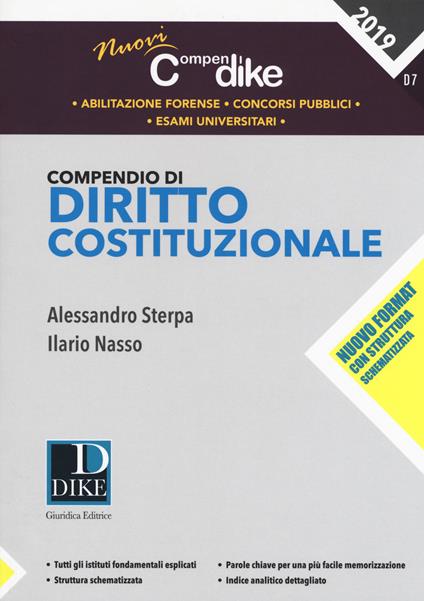 Compendio di diritto costituzionale - Alessandro Sterpa,Ilario Nasso - copertina