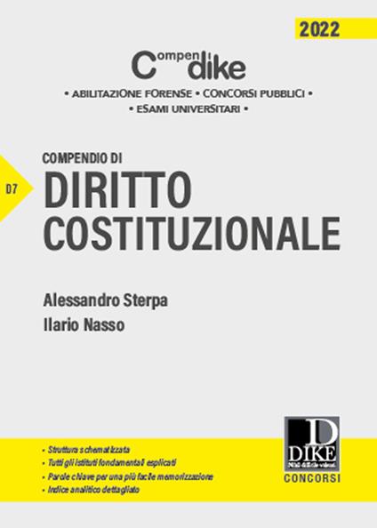 Compendio di diritto costituzionale - Alessandro Sterpa,Ilario Nasso - copertina
