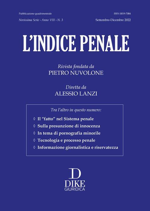 L'indice penale (2022). Vol. 3 - copertina