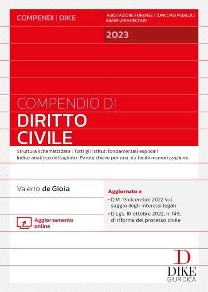 Compendio di diritto civile 2023 - Valerio De Gioia - copertina