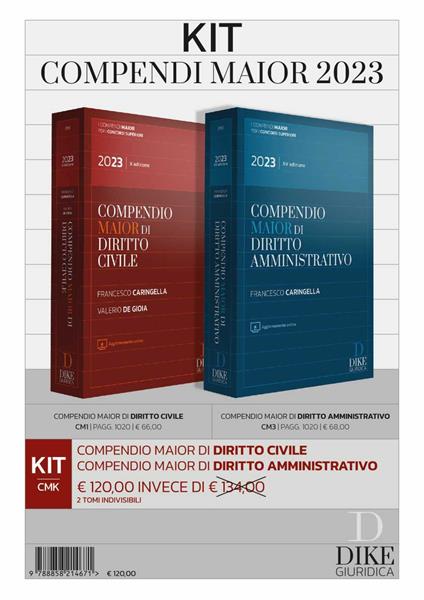 Kit compendi Maior 2023: Compendio maior di diritto civile-Compendio maior di diritto amministrativo - Francesco Caringella,Valerio De Gioia - copertina