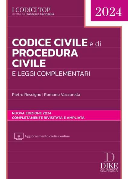 Codice civile e di procedura civile e leggi complementari - Pietro Rescigno,Romano Vaccarella - copertina