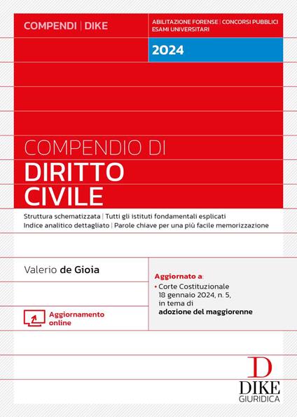 Compendio di diritto civile. Con aggiornamento online - Valerio De Gioia - copertina
