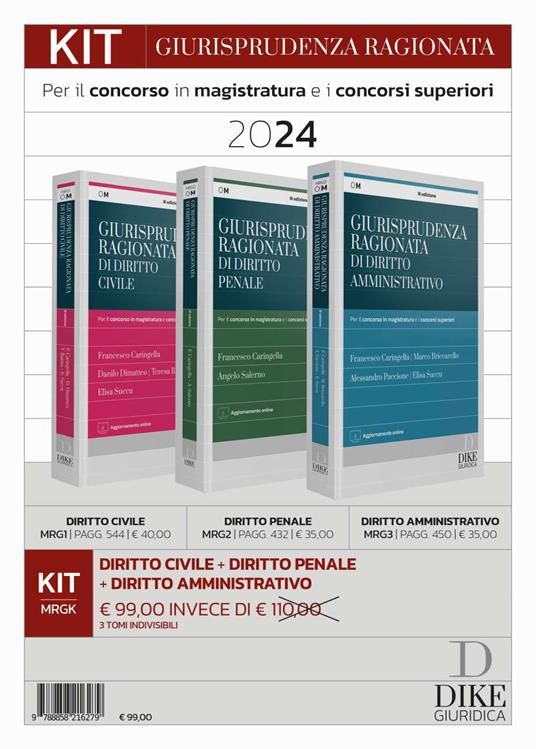 Kit giurisprudenza ragionata. Civile, amministrativo e penale. Per il concorso in magistratura e concorsi superiori - Francesco Caringella,Danilo Dimatteo - copertina