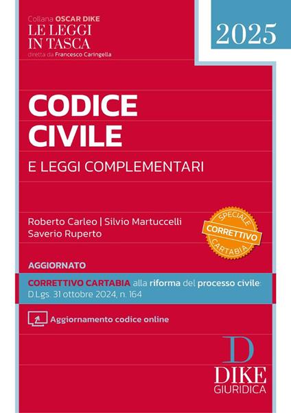 Codice civile e leggi complementari. Pocket 2025. Con aggiornamenti online - Roberto Carleo,Silvio Martuccelli,Saverio Ruperto - copertina