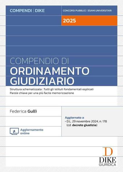 Compendio di ordinamento giudiziario. Con aggiornamento online - Federica Gullì - copertina