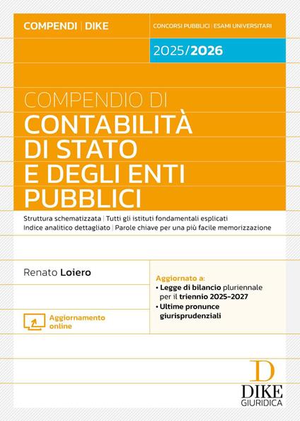 Compendio di contabilità di Stato e degli enti pubblici. Con aggiornamento online - Renato Loiero - copertina