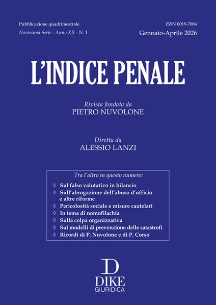 L'indice penale (2026). Vol. 1 - copertina