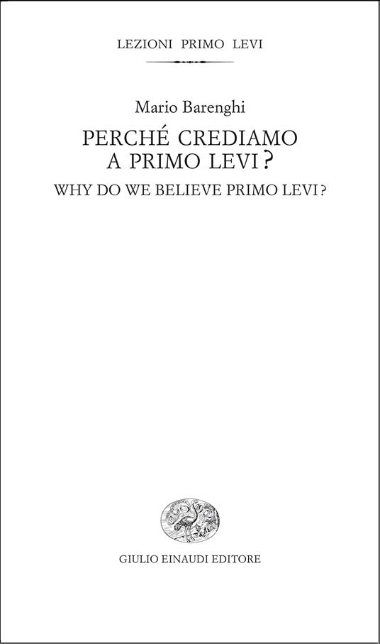 Perché crediamo a Primo Levi? - Mario Barenghi,Jonathan Hunt - ebook