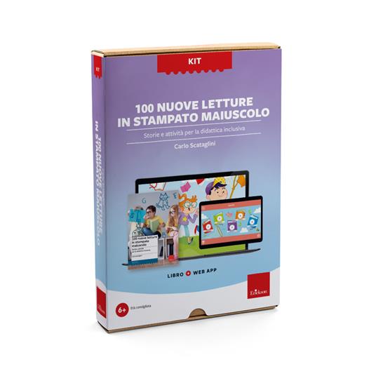 100 nuove letture in stampato maiuscolo. Kit App. Con software - Carlo Scataglini - copertina