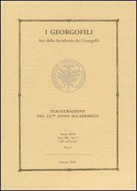 I Georgofili. Atti della Accademia dei Georgofili. Vol. 7/1: Inaugurazione del 257° anno accademico - copertina