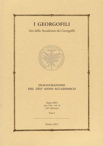 I Georgofili. Atti della Accademia dei Georgofili. Vol. 10/1 - copertina