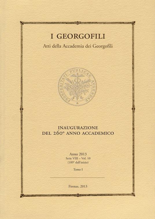 I Georgofili. Atti della Accademia dei Georgofili. Vol. 10/1 - copertina