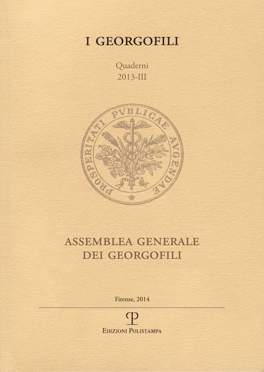 Assemblea generale dei Georgofili - copertina