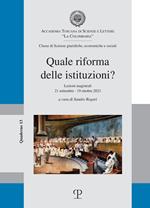 Quale riforma delle istituzioni? Lezioni magistrali 21 settembre-19 ottobre 2023