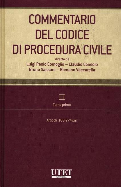 Commentario del codice di procedura civile. Vol. 3/1: Articoli 163-274 bis - copertina