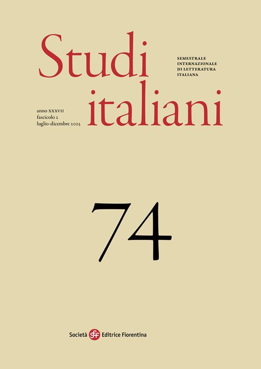 Studi italiani. Semestrale internazionale di letteratura italiana (2025). Vol. 74 - copertina