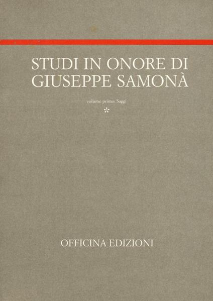 Studi in onore di Giuseppe Samonà - Marina Montuori - copertina