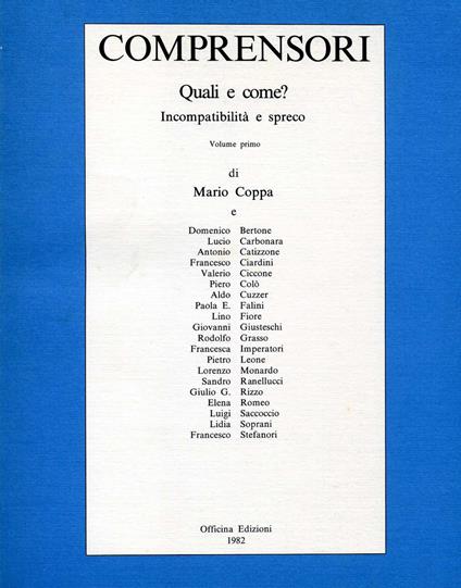 Comprensori. Quali e come? Incompatibilità e spreco - Mario Coppa - copertina