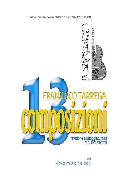 13 composizioni. Per chitarra. Spartito - Francisco Tárrega - copertina