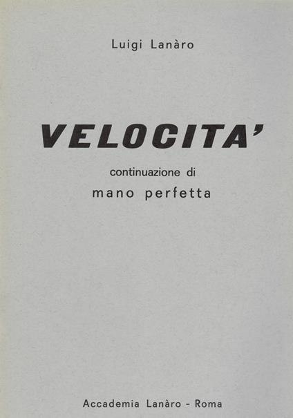 Velocità - Luigi Lanaro - copertina
