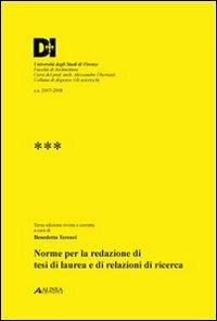 Norme per la redazione di tesi di laurea e di relazioni di ricerca - Benedetta Terenzi - copertina