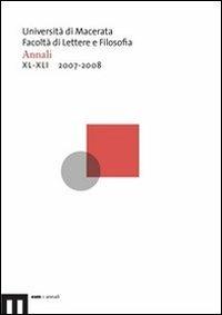 Annali della facoltà di lettere e filosofia dell'Università di Macerata (2007-2008) vol. 40-41 - copertina