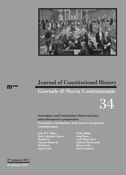 Giornale di storia costituzionale. Ediz. italiana e inglese (2017). Vol. 34: Sovranità e Costituzione: nodi storici e prospettive contemporanee - copertina