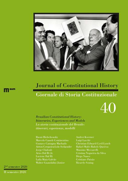 Giornale di storia Costituzionale-Journal of Constitutional history (2020). Ediz. bilingue. Vol. 40 - copertina