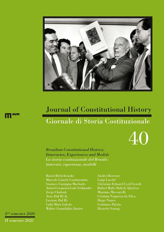 Giornale di storia Costituzionale-Journal of Constitutional history (2020). Ediz. bilingue. Vol. 40 - copertina