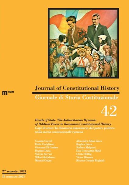 Giornale di storia Costituzionale-Journal of Constitutional history (2021). Ediz. bilingue. Vol. 42 - copertina