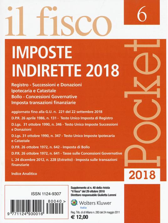 Imposte indirette 2018 - copertina