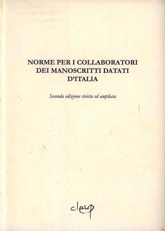 Norme per i collaboratori dei manoscritti datati d'Italia - copertina