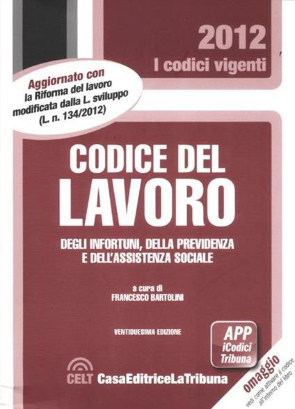 Codice del lavoro, degli infortuni, della previdenza e dell'assistenza sociale - copertina