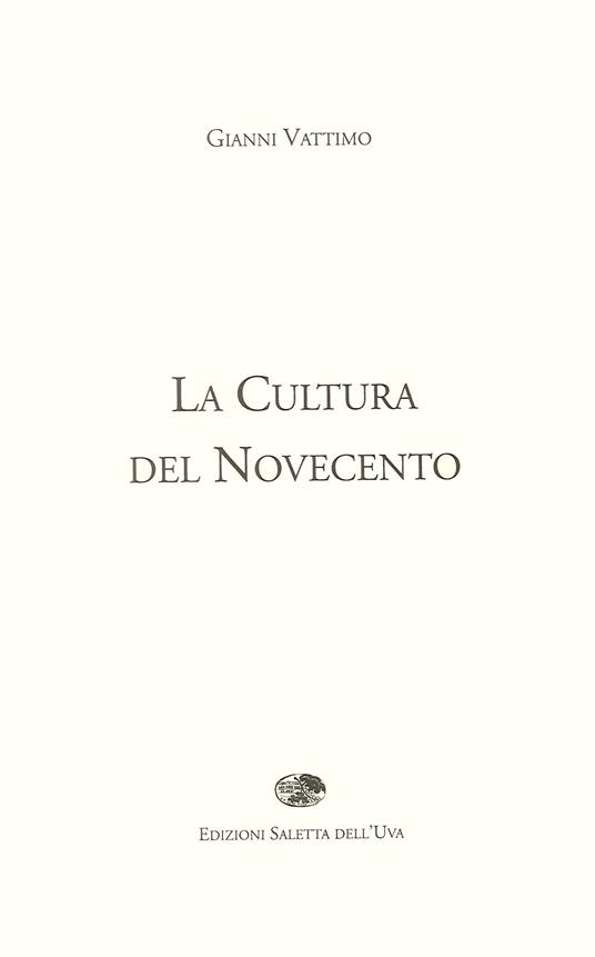 La cultura del Novecento - Gianni Vattimo - copertina