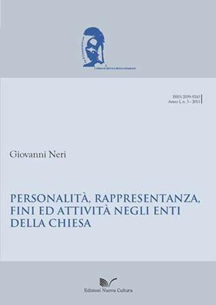 Personalità, rappresentanza, fini ed attività negli enti della Chiesa - Giovanni Neri - copertina