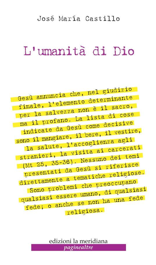 L'umanità di Dio - José Maria Castillo - copertina