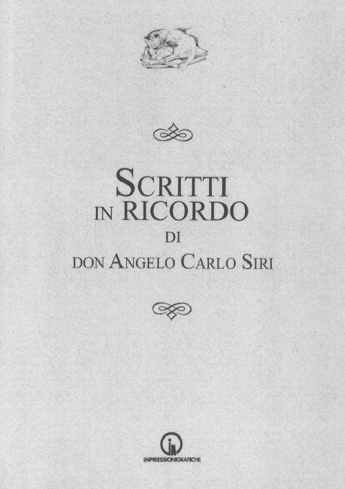 Scritti in ricordo di don Angelo Carlo Siri - copertina