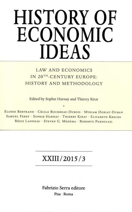 Law and economics in 20th century Europe. History and methodology - copertina