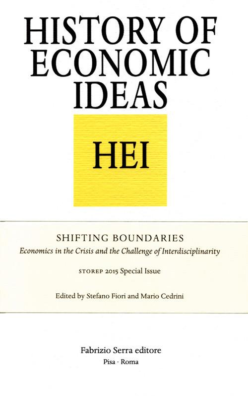 Shifting Boundaries. Economics in the crisis and the challenge of interdisciplinarity. Storep 2015 special issue - copertina