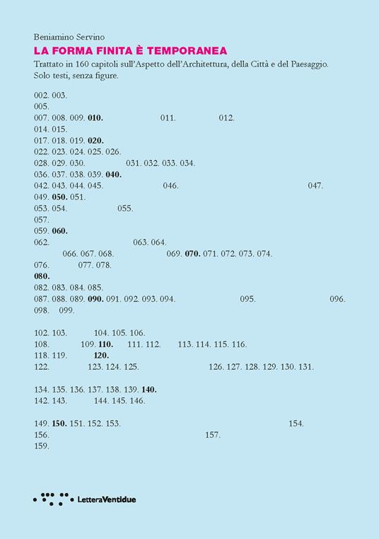 La forma finita è temporanea. Trattato in 160 capitoli sull'aspetto dell'architettura, della città e del paesaggio. Solo testi, senza figure - Beniamino Servino - copertina