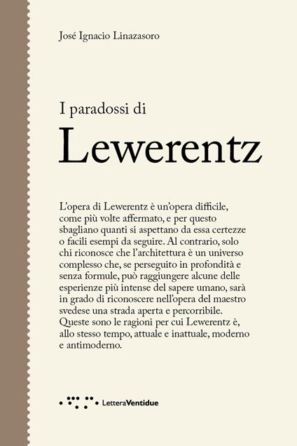 I paradossi di Lewerentz - José Ignacio Linazasoro - copertina