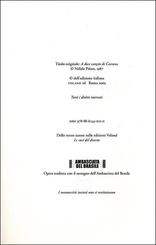 La dolce canzone di Caetana - Nelida Piñon - 2
