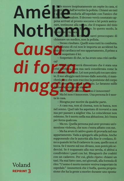 Causa di forza maggiore - Amélie Nothomb - copertina